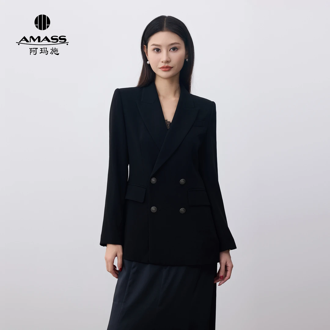 AMASS/阿玛施双排扣时尚气质立裁显瘦经典职业西装-5400773-20628