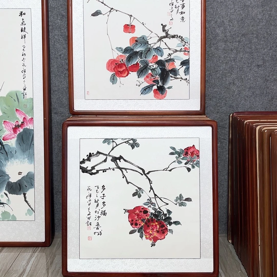 国画书画作品带框63×63