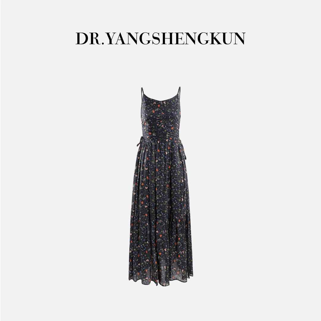 DR杨圣坤2025夏季新款苎麻碎花吊带连衣裙【复古绮梦】YM2502-2007