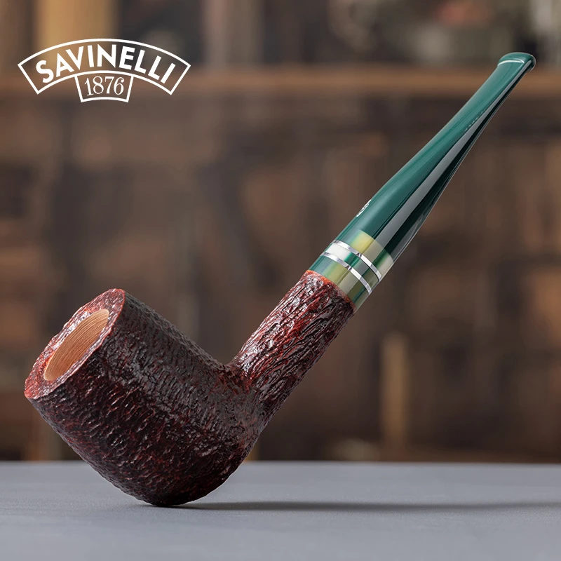 沙芬意大利精品烟斗石楠木P414森林手工雕刻面111大号过滤直斗