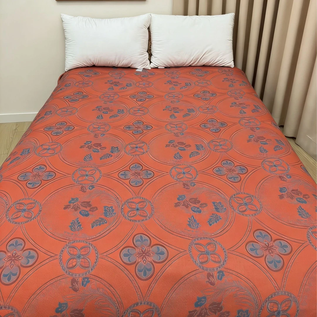 多功能纱布盖毯床盖--丹红团花230*250