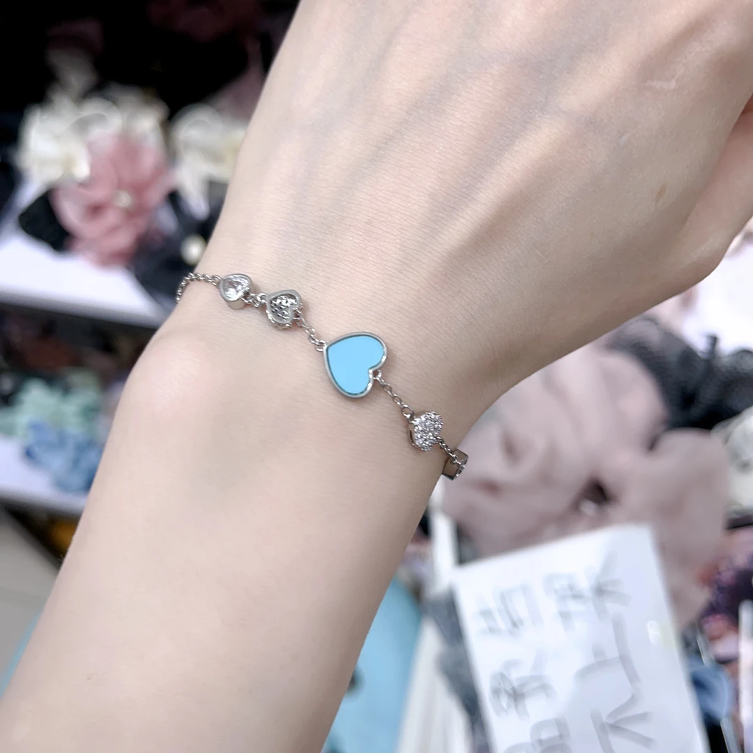 非金属亚克力手链 C133蓝色桃心手链