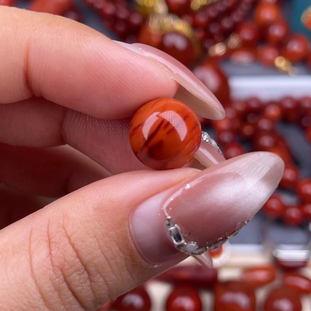 南红玛瑙未镶嵌其他收藏级）11.8mm瓦西柿子红虎皮满肉原矿