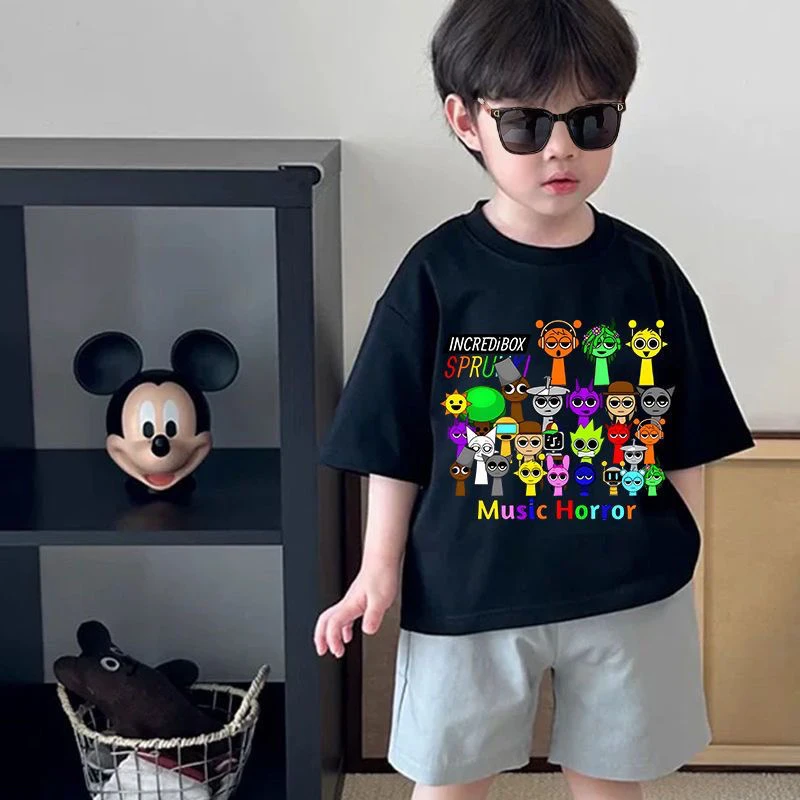 新款节奏盒子纯棉儿童短袖潮流t恤夏季纯棉中大童男女童上衣酷帅