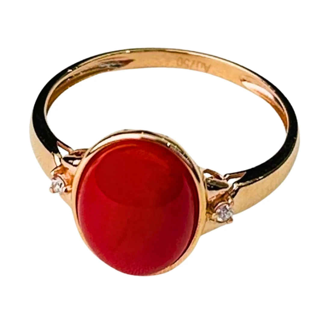 【玉总专属】珊瑚蛋面戒指 XQ0088-YB009-18k 多样性发货