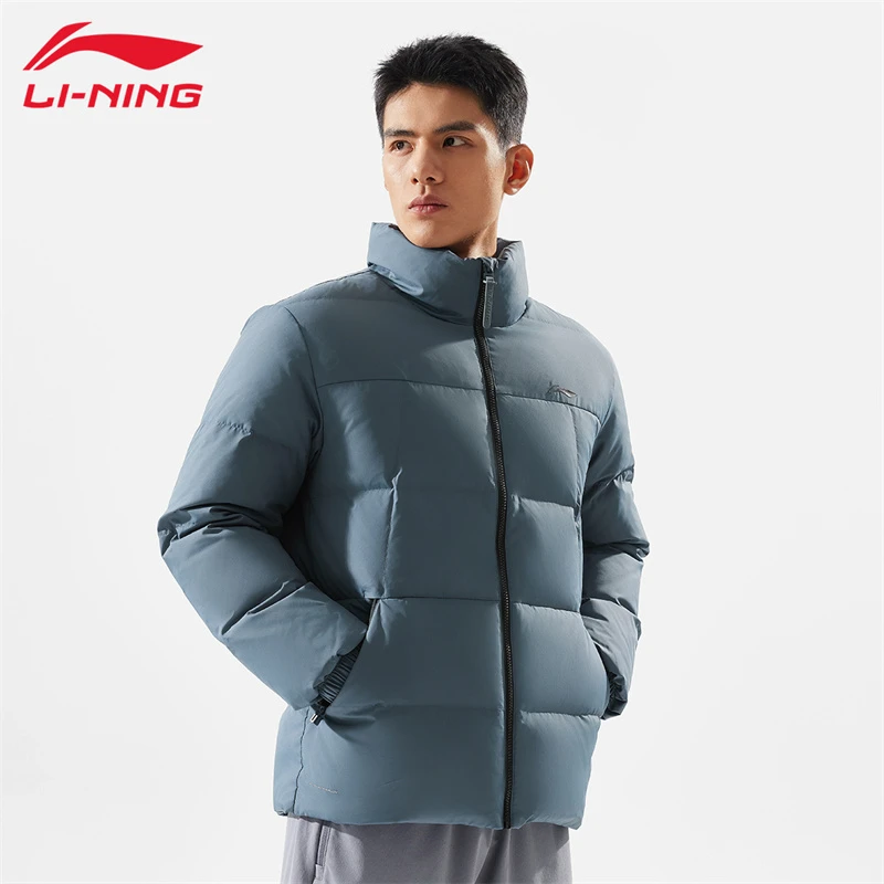 李宁短款短羽绒服男款新款健身系列防泼水冬季上衣鸭绒运动服097