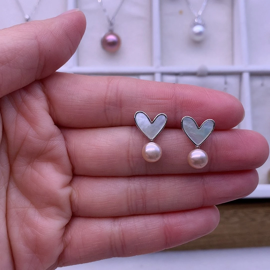 淡水珍珠耳饰合金