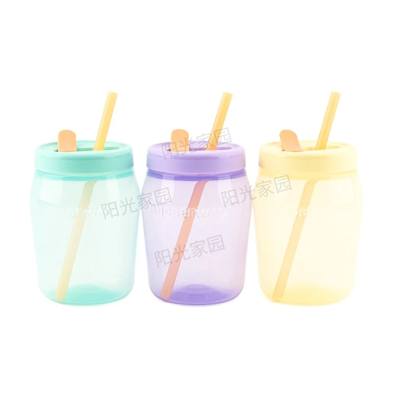 特百惠 550ml密封吸吸罐 家用外带小水杯时尚可爱便携吸管杯