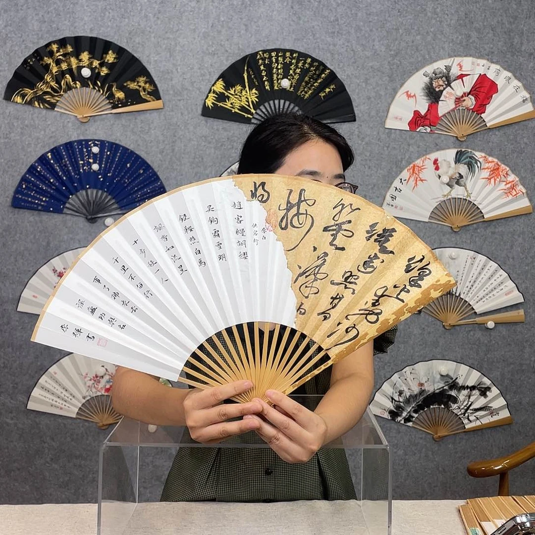 国画95寸-梅妃-纯手写折扇