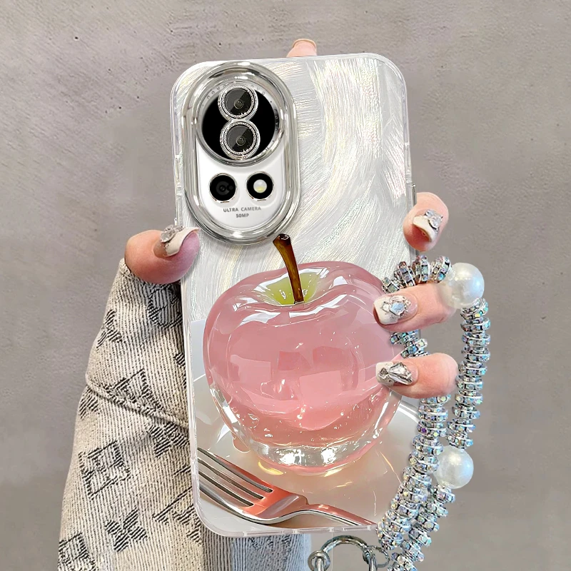 水晶苹果手链适用华为nova13手机壳实用数码配件女款全包镜头防摔
