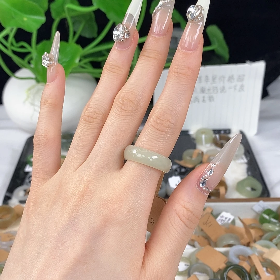 和田玉戒指未镶嵌z50黄口轮胎17.2