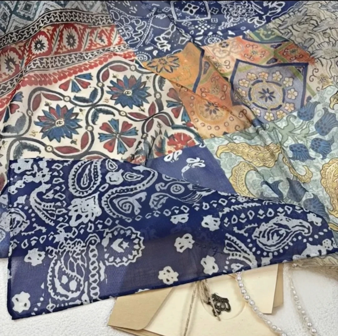 2025新款四季棉68x68方巾复古百搭夏季轻奢气质丝巾女时尚