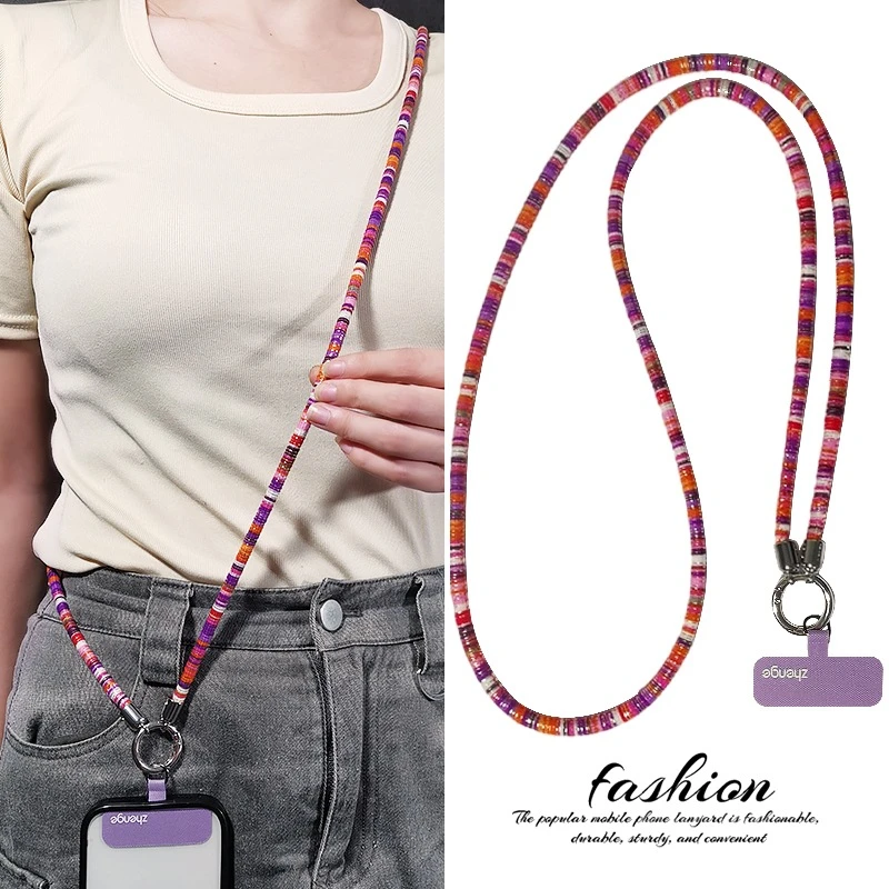 斜挎民族风绒布手机挂绳可背长款女士户外手机背带绳子旅游登山绳