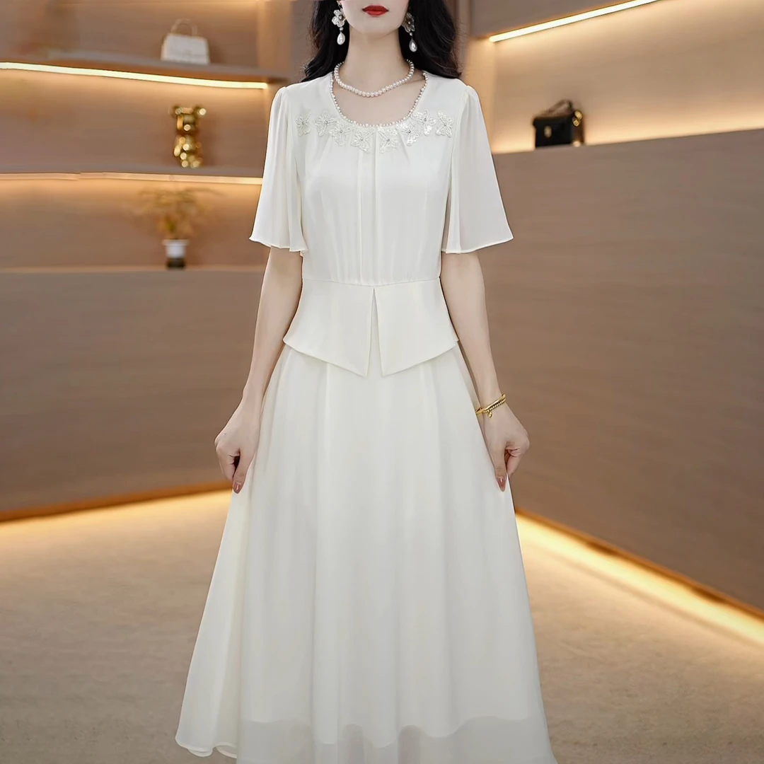 2025夏季新款A2855气质遮肉显瘦大码连衣裙女修身女装连衣裙