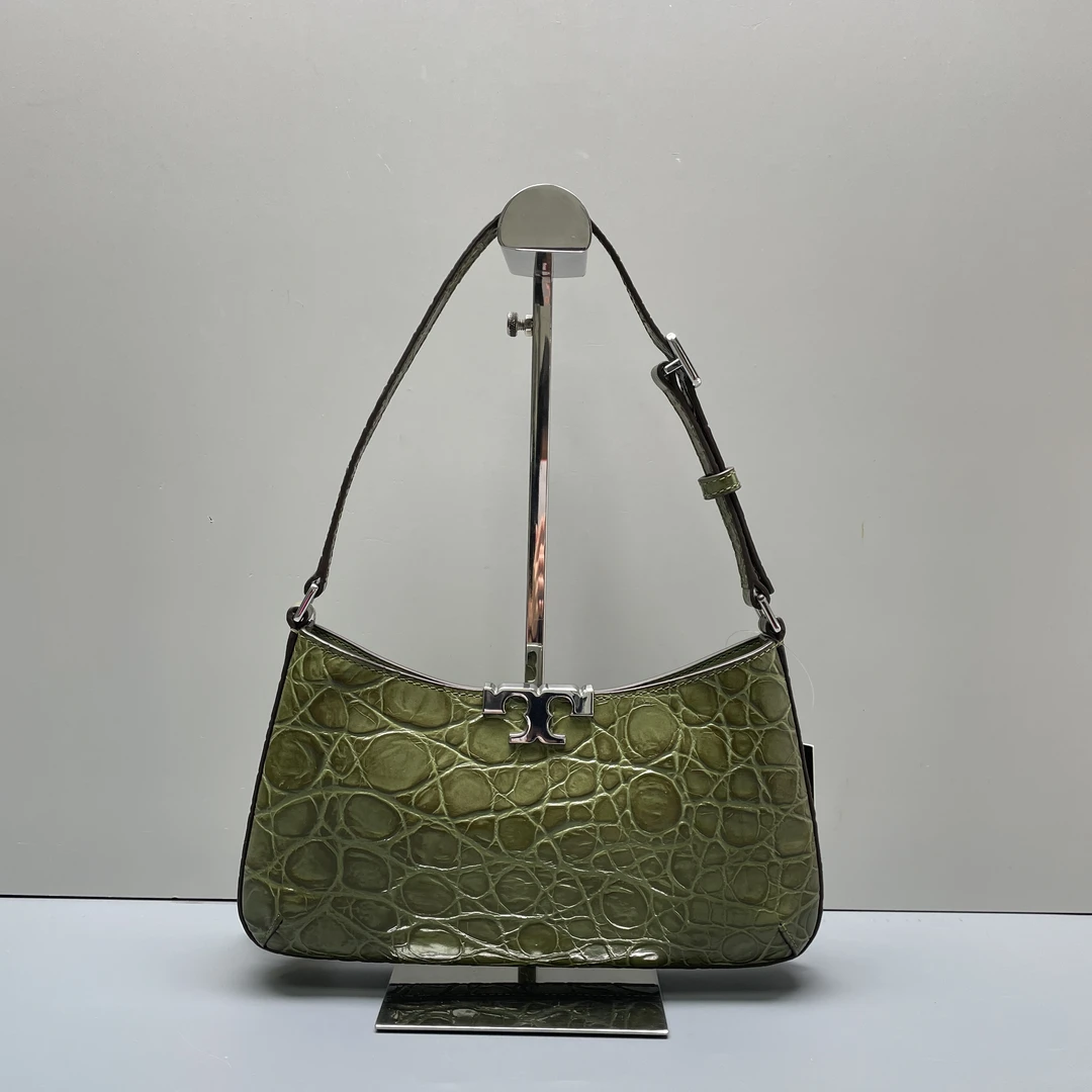 99新 TORY BURCH/汤丽柏琦 绿鳄压纹腋下包26*13*3cmMB010208