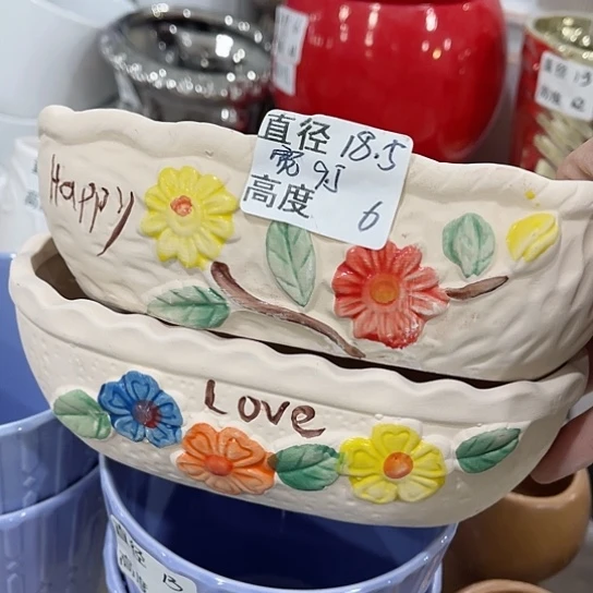 多肉绿植陶瓷花盆9.9包邮，有孔