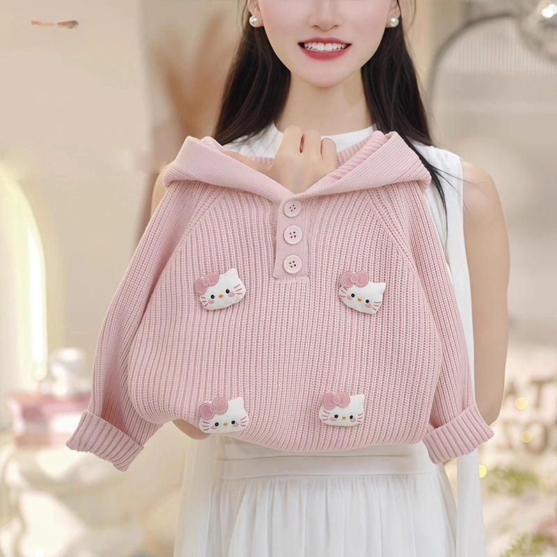 女童卡通毛衣外套2025新款春秋款连帽针织衫外套洋气甜美风小女孩