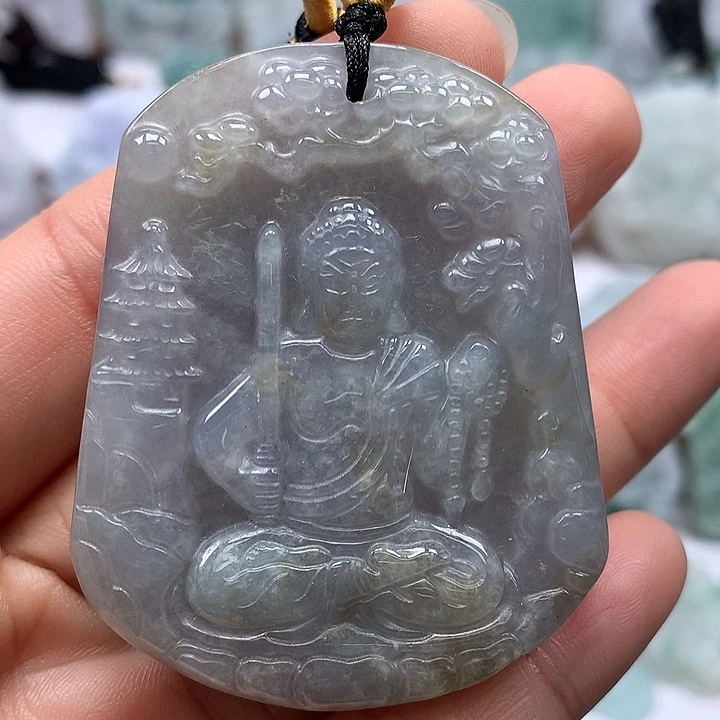 翡翠未镶嵌颈饰不动明王洒黄翡福利卡厚8.8