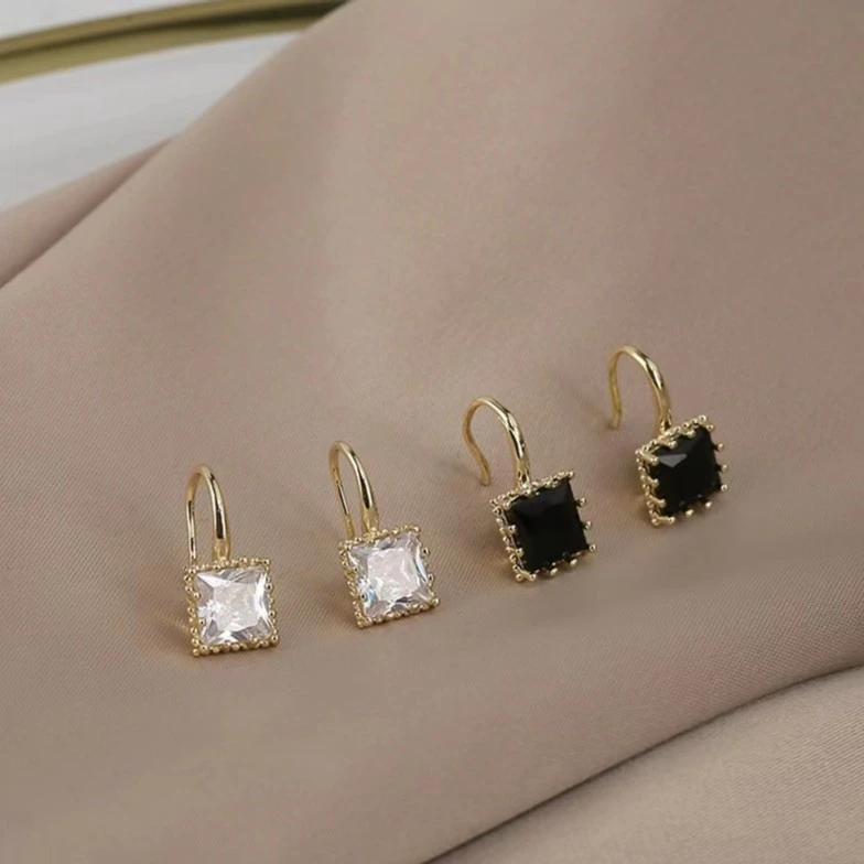 铜合金耳饰 【电镀真金】小巧精致方块耳环高级轻奢气质耳环8758