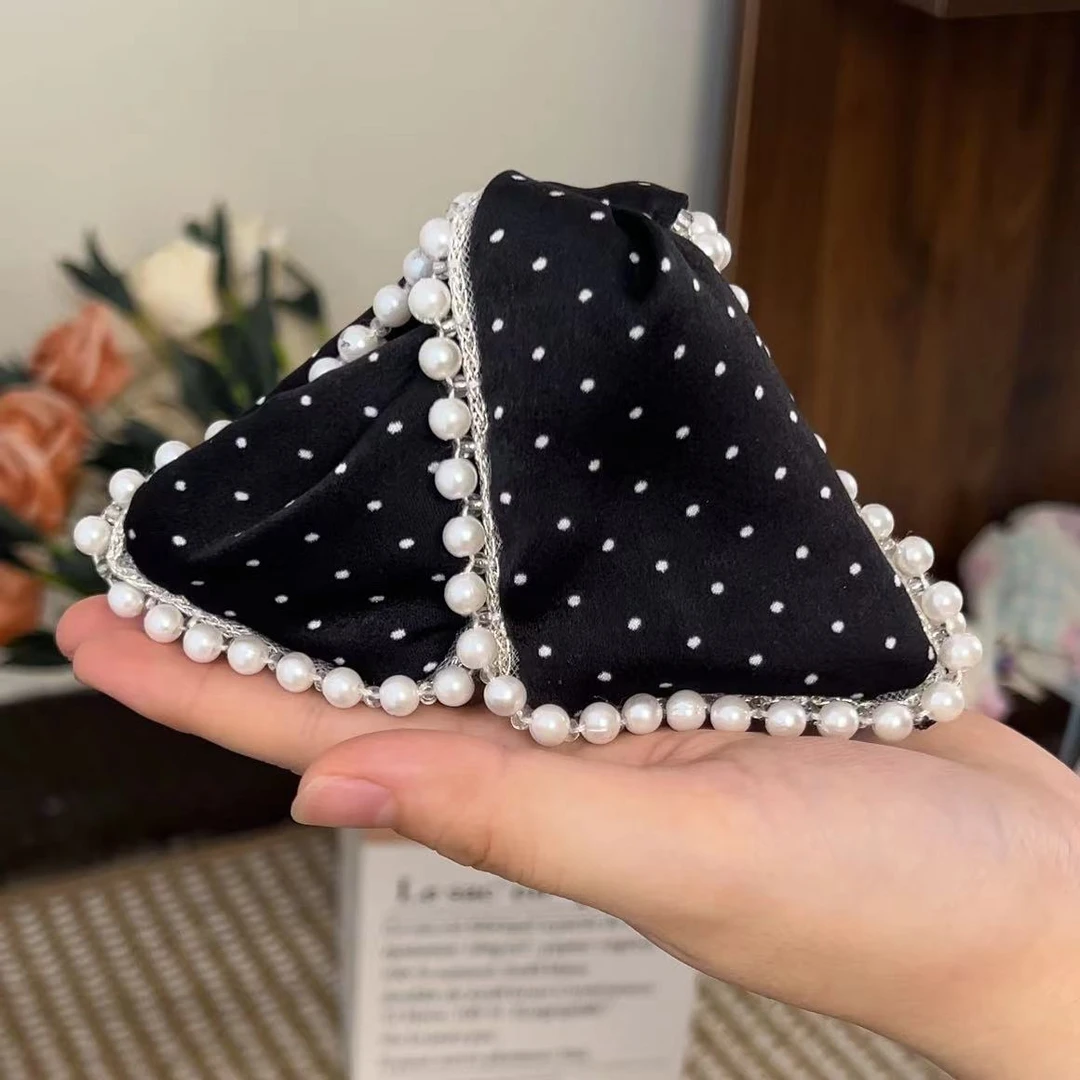 三角珠珠抓夹女高级感布艺发夹后脑勺盘发鲨鱼夹发量大发饰发卡