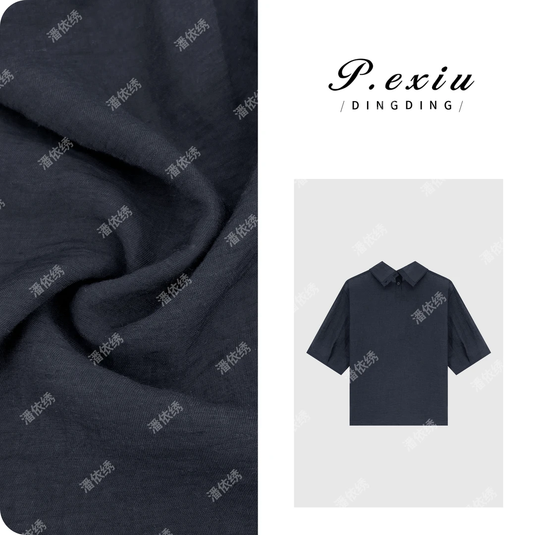 PanYiXiu/潘依绣【春风晴晴】亚麻两面穿堆堆领短袖衬衫 M8609