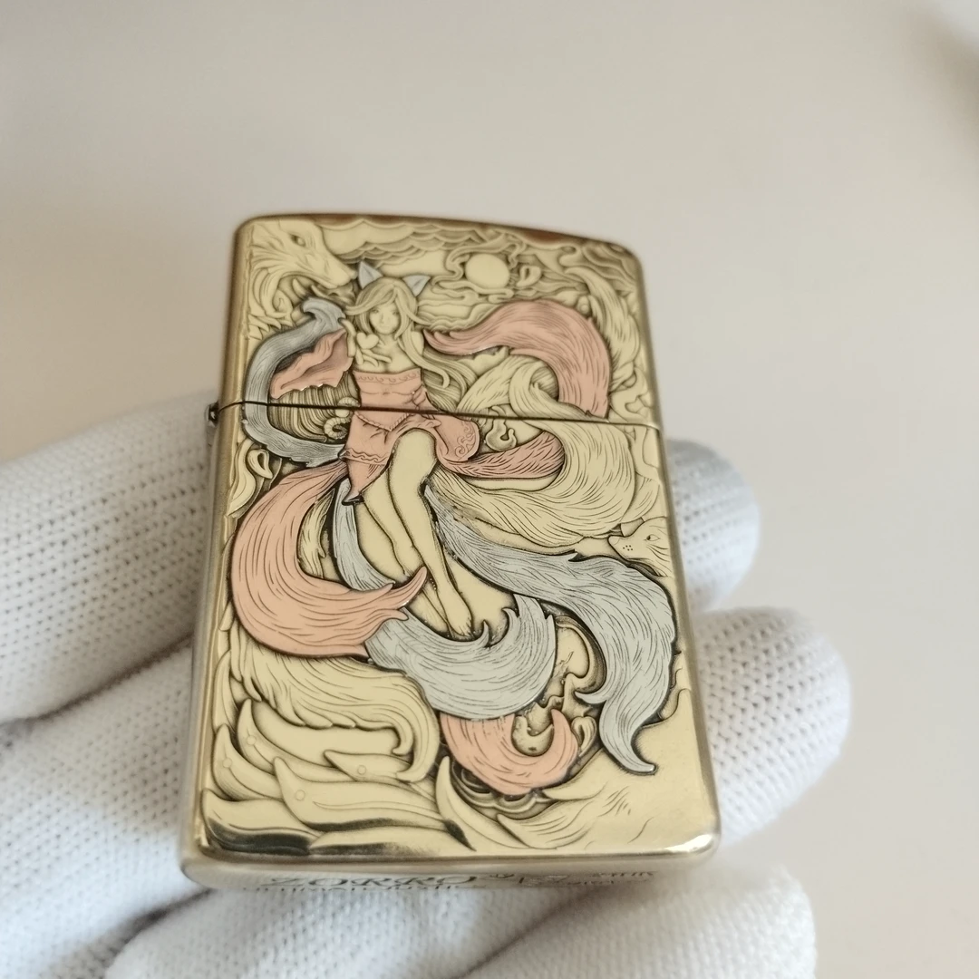 【二代三代狐女】佐罗902S盔甲机，3D立体浮雕防风煤油打火机