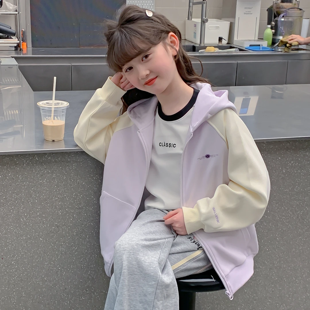 女童连帽外套春秋2025新款洋气童装女孩春季休闲儿童棒球服Q13170