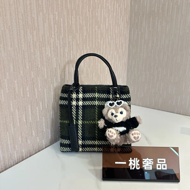 95新 BURBERRY/博柏利 一桃/巴宝莉 格纹手提迷你菜篮子