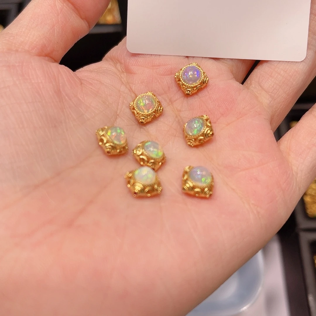 水晶珠宝半成品银S925镀金镶嵌134 。