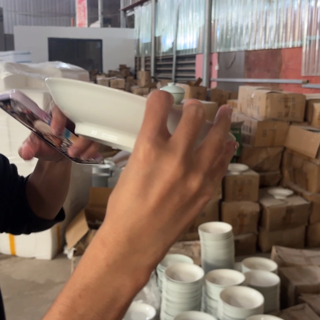 8英寸白色高脚深盘6只微瑕