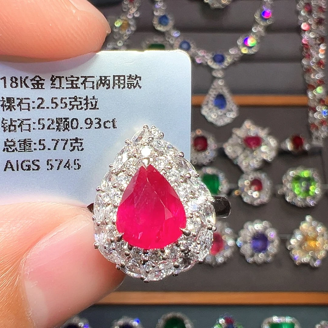 戒指18K金镶嵌红宝石