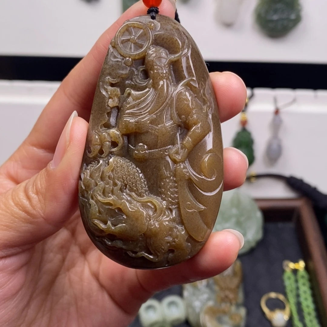 和田玉未镶嵌挂件和田玉关公把件