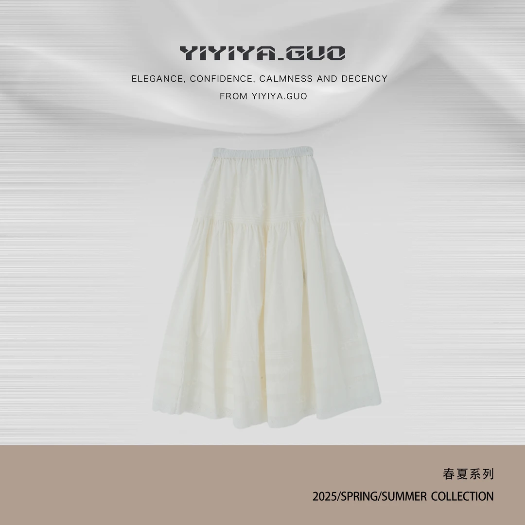 艺艺吖【白栀子】中国风松紧腰半身裙25SS0170