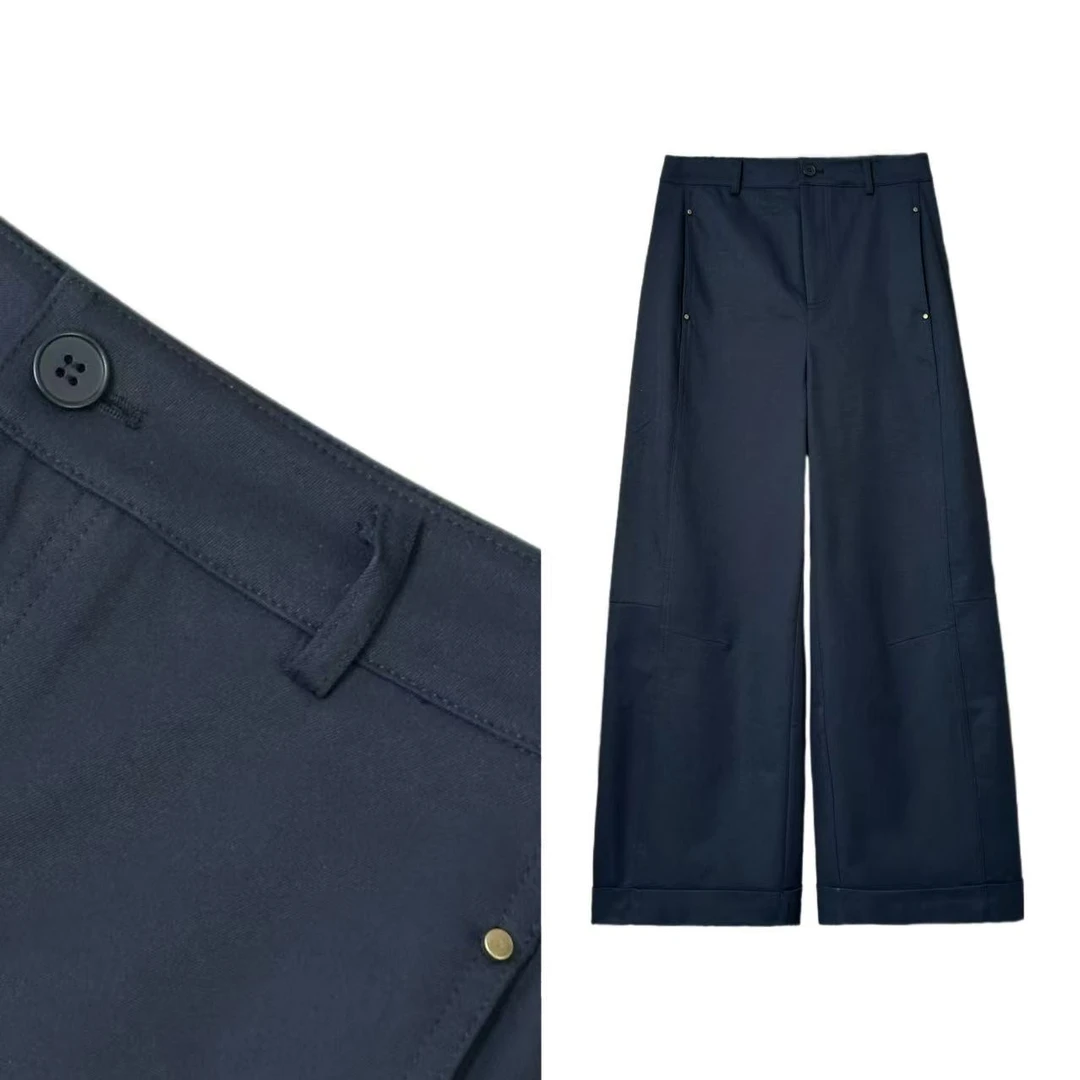 08【百搭魔法裤】高品质质感纽扣时尚宽松休闲百搭直筒裤气质