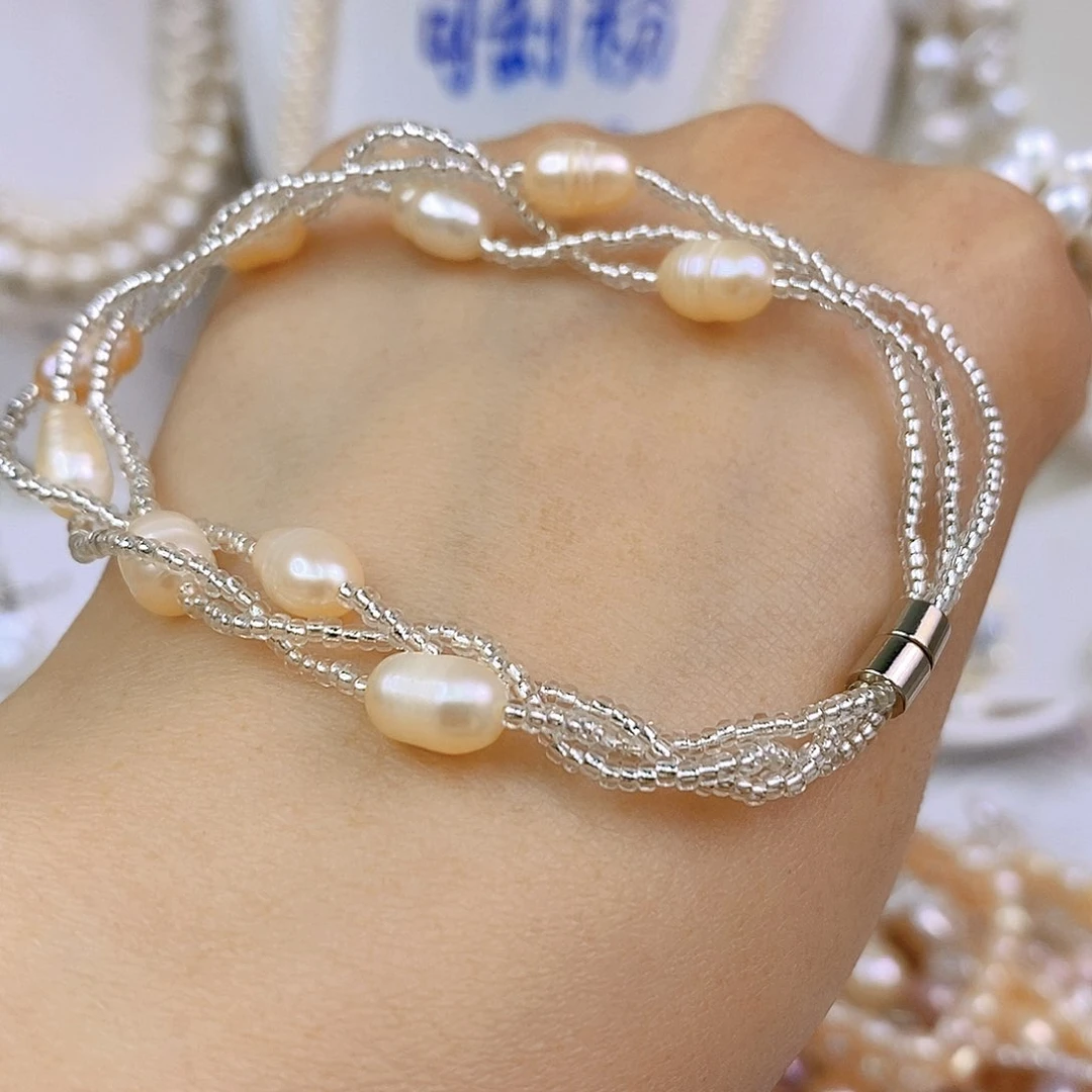 淡水珍珠手绳合金