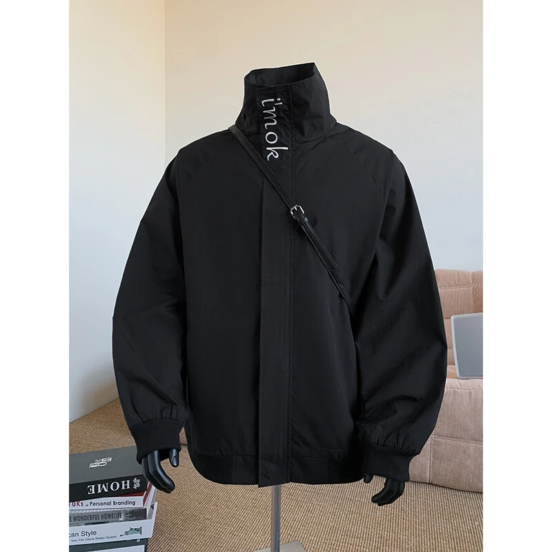 cleanfit春秋潮牌个性刺绣设计感立领夹克潮牌百搭飞行员休闲外套