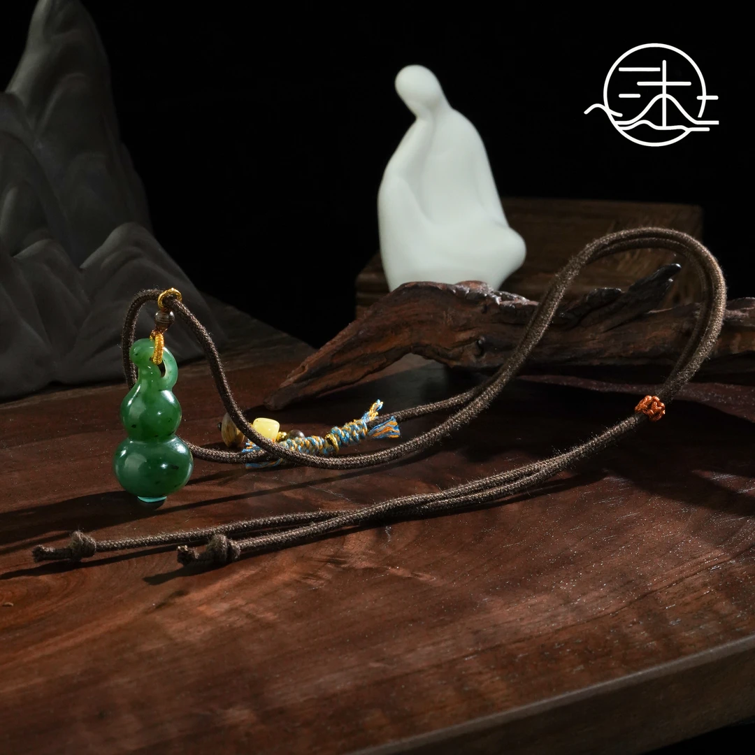 木润【福禄】天然和田玉碧玉葫芦项链  S925银