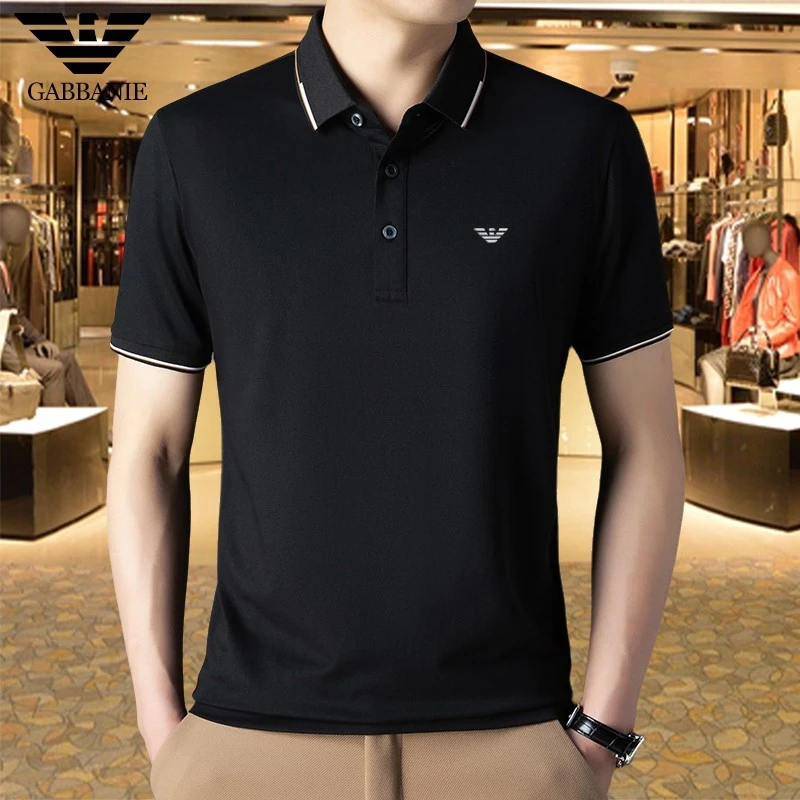 专柜正品男装桑蚕丝短袖T恤男士商务休闲透气打底半袖翻领POLO衫