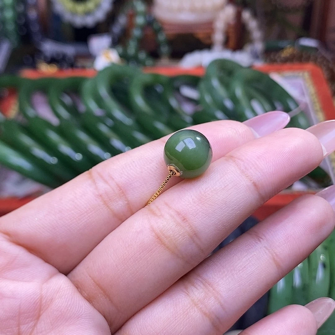 和田玉未镶嵌颈饰碧玉猫眼老料金镶路路通