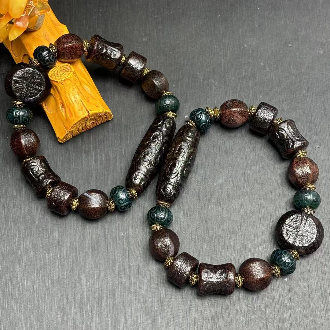 S8223-黑金宝胆玛瑙手串-多样性发其一