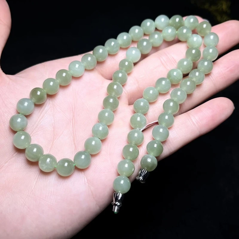 权哥珠宝^和田玉圆珠项链约8mm