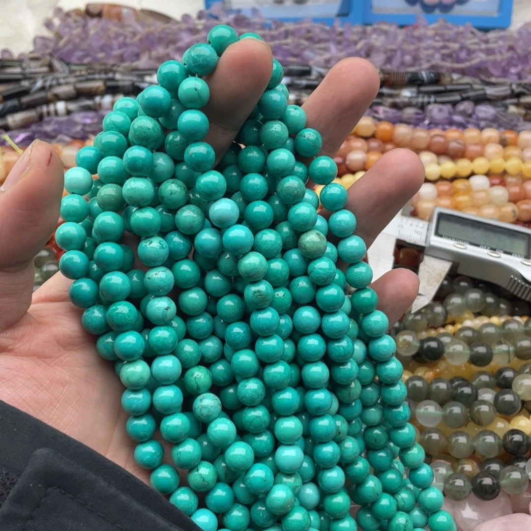 玛瑙/玉髓珠宝半成品未镶嵌一条装8mm绿松圆珠