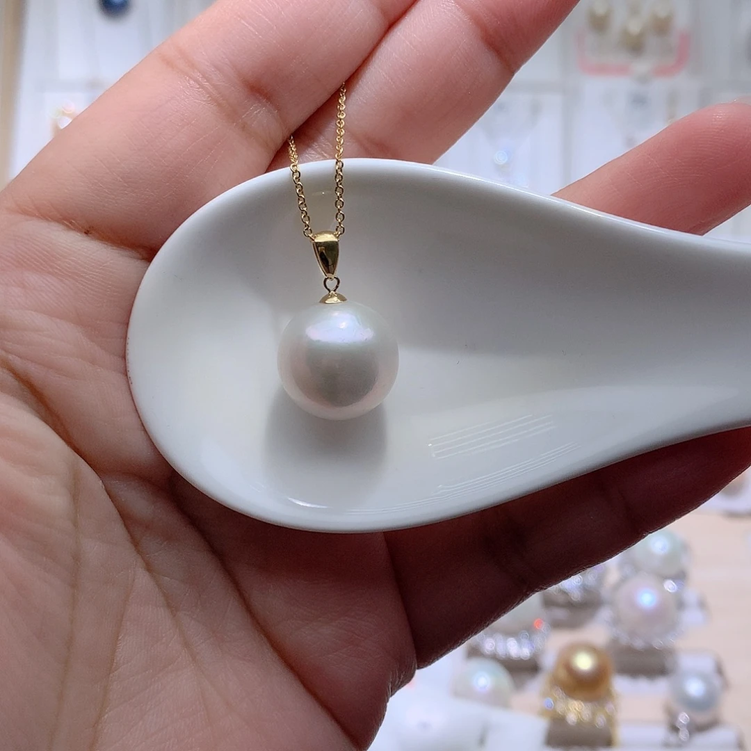淡水珍珠吊坠(赠链)18K金镶嵌CC14.3mm