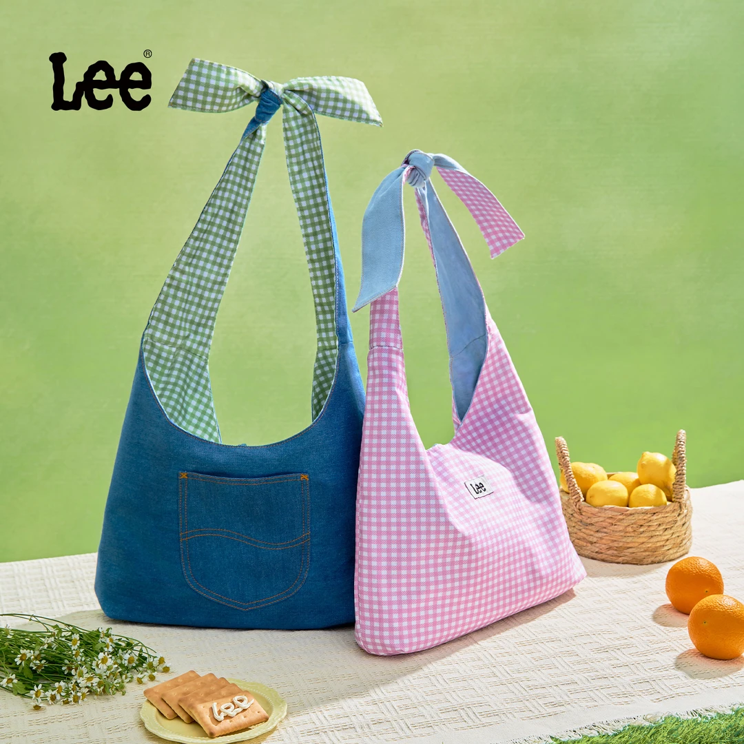 Lee双面敞口托特包百搭简约单肩包斜跨格子手拎包小众