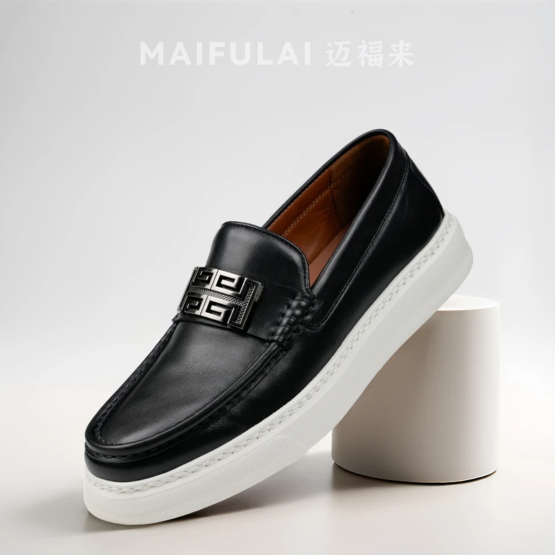 【轻质软底软面】迈福来春夏季新品男士商务休闲鞋透气舒适高档头层