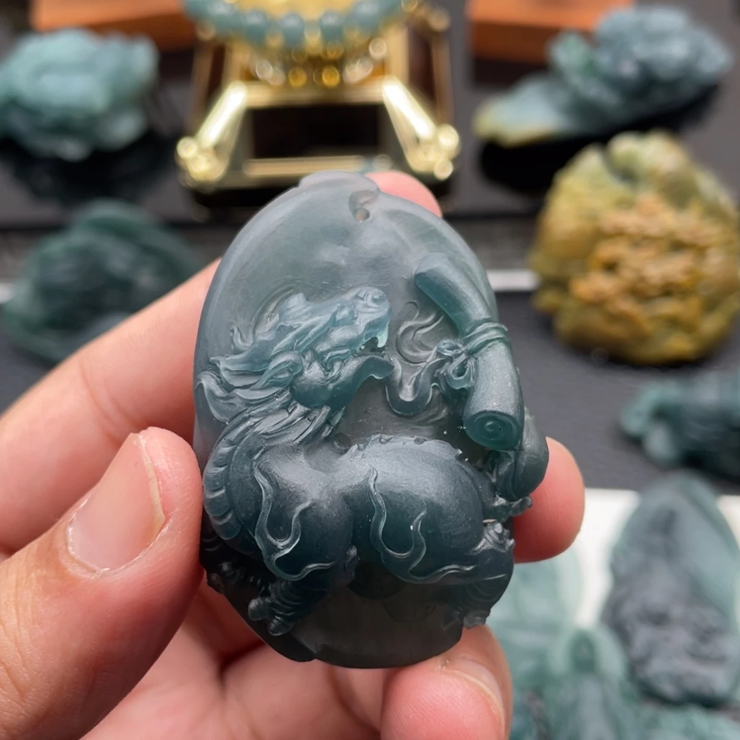 一***鲤定制翡翠未镶嵌龙王翡翠