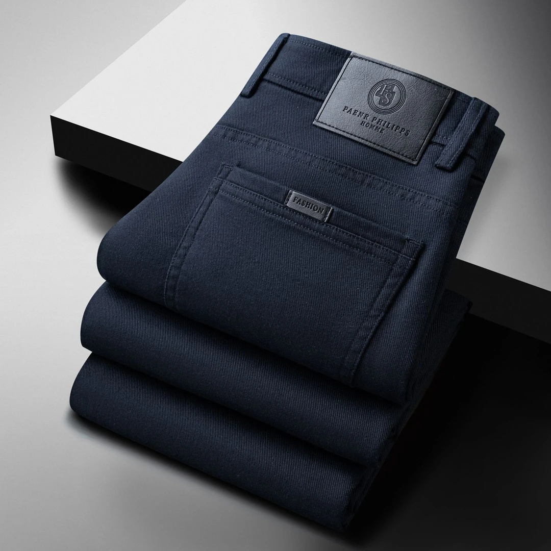 保罗男士潮牌牛仔裤子修身弹力直筒水洗弹力休闲男士磨毛长裤冬季