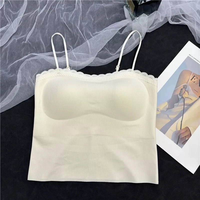 蕾丝夏季直筒型春夏奢华吊带背心打底聚拢短款抹胸百搭美背通勤