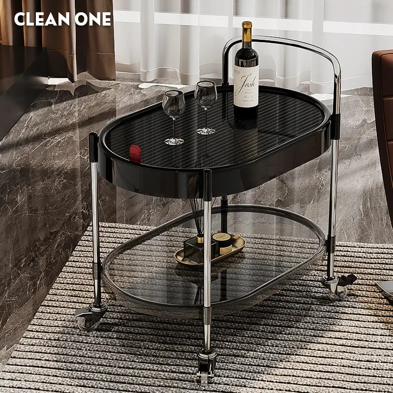 CLEAN ONE客厅可移动小推车边几角几简约家用双层茶几桌子置物架