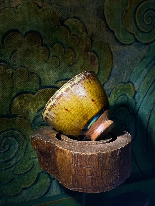 申活藝術云南柴烧手作复古粗陶窑变釉变精品主人杯茶具陶瓷纯手工